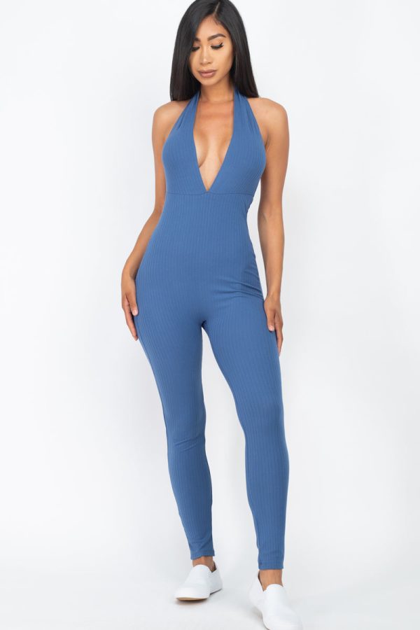 Halter Neck Ribbed Jumpsuit - Flattering & Stretchy - Image 9