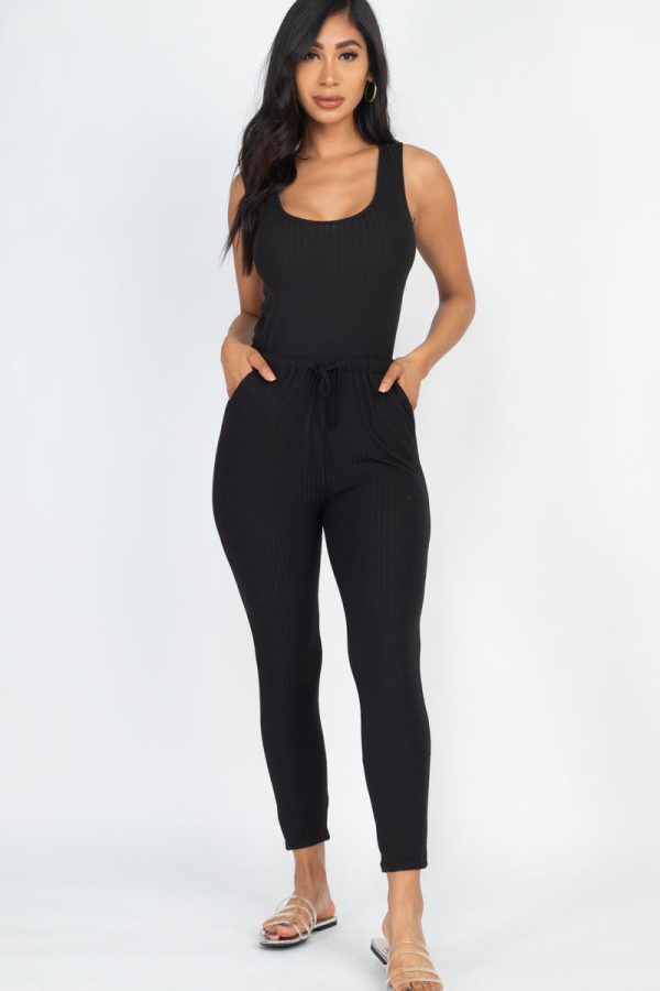 Ribbed Sleeveless Drawstring Jumpsuit (CAPELLA) - Image 7
