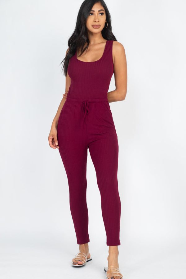 Ribbed Sleeveless Drawstring Jumpsuit (CAPELLA) - Image 13
