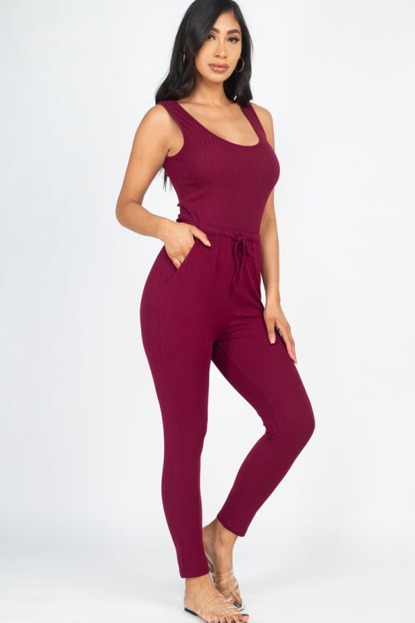 Ribbed Sleeveless Drawstring Jumpsuit (CAPELLA) - Image 5