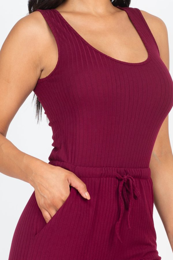 Ribbed Sleeveless Drawstring Jumpsuit (CAPELLA) - Image 4