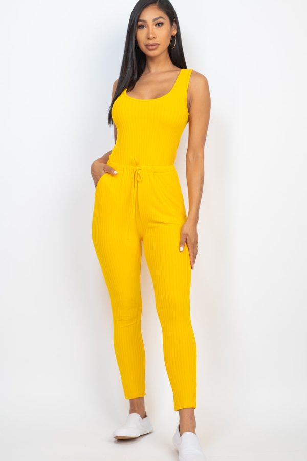 Ribbed Sleeveless Drawstring Jumpsuit (CAPELLA) - Image 16