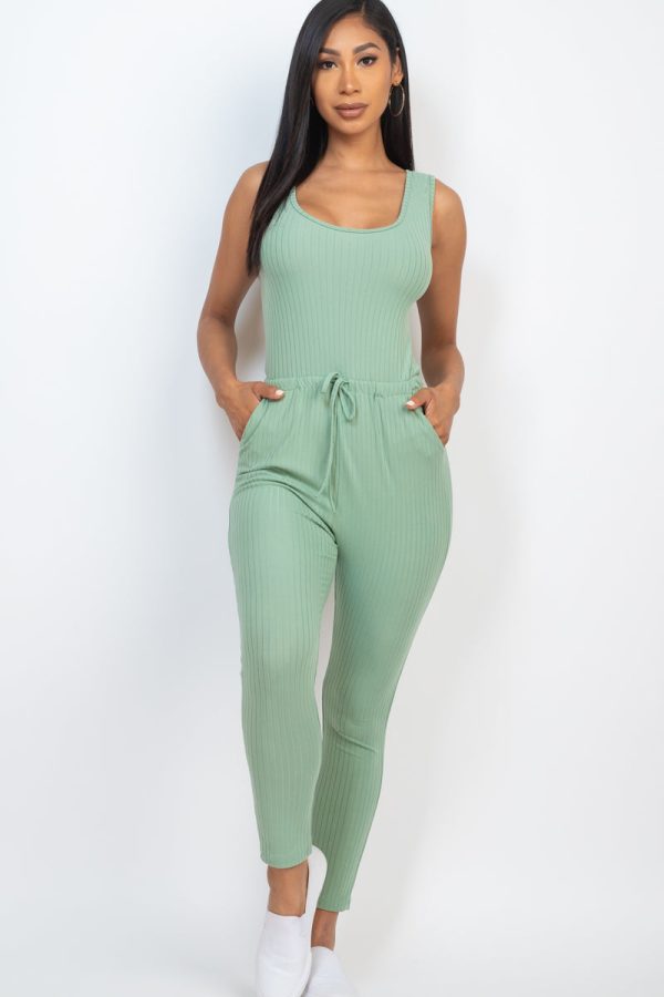 Ribbed Sleeveless Drawstring Jumpsuit (CAPELLA) - Image 23