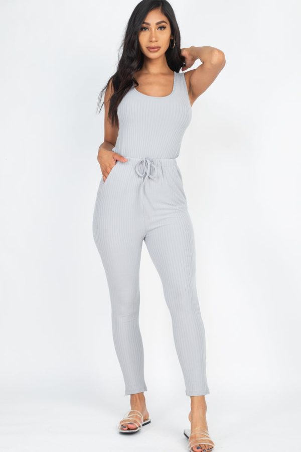 Ribbed Sleeveless Drawstring Jumpsuit (CAPELLA) - Image 25