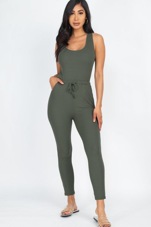 Ribbed Sleeveless Drawstring Jumpsuit (CAPELLA) - Image 36