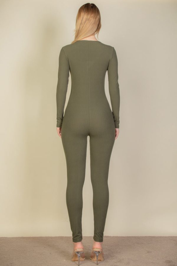 Ribbed Scoop Neck Long Sleeve Jumpsuit (CAPELLA) - Image 4