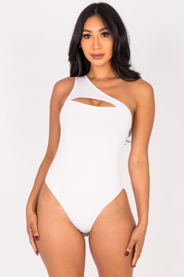 Ribbed Knit Cut Out One Shoulder Bodysuit (CAPELLA) - Image 17