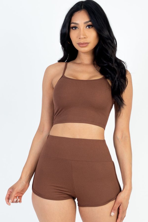 Ribbed Cami Crop Top & Ruched Shorts Set(CAPELLA) - Image 13