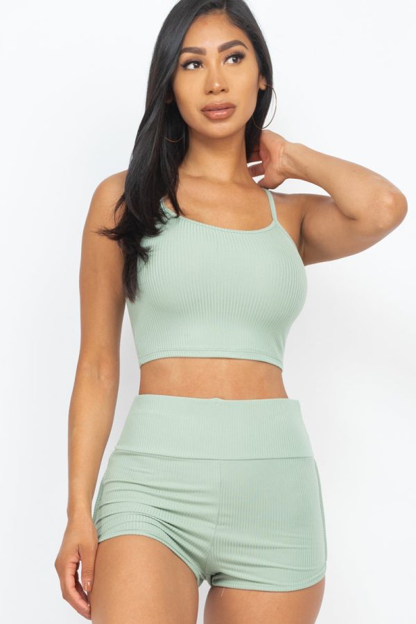 Ribbed Cami Crop Top & Ruched Shorts Set(CAPELLA) - Image 20