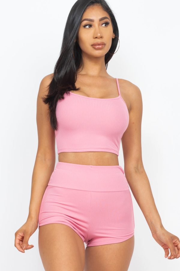 Ribbed Cami Crop Top & Ruched Shorts Set(CAPELLA) - Image 23