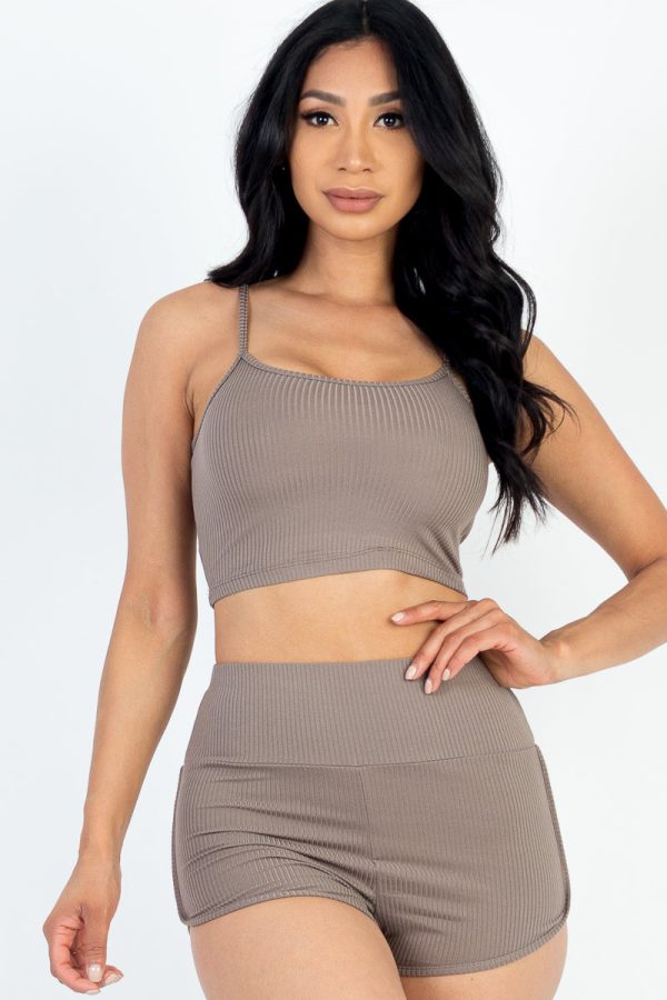 Ribbed Cami Crop Top & Ruched Shorts Set(CAPELLA) - Image 27