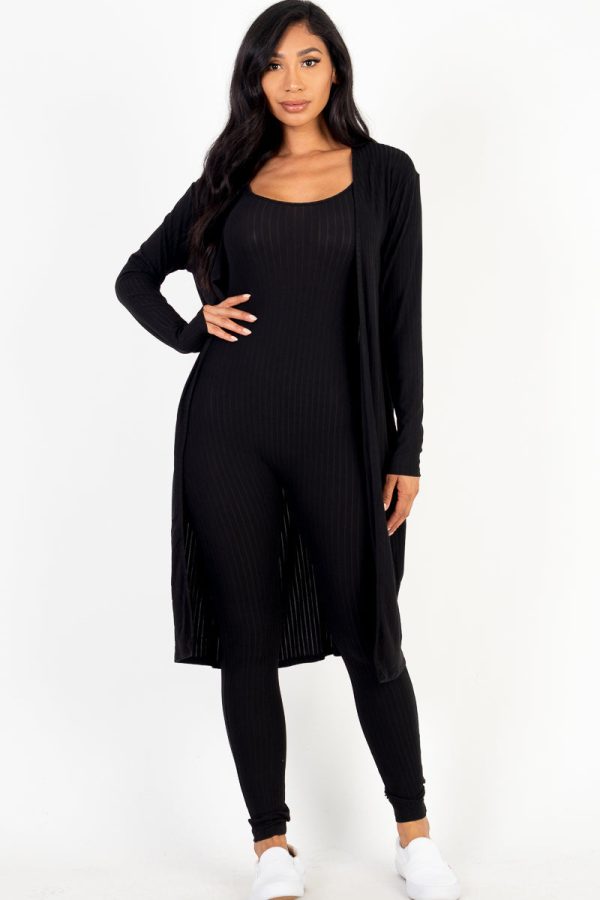 Jumpsuit Set with Ribbed Cardigan - Image 7