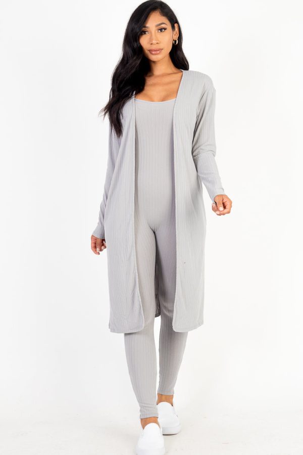 Jumpsuit Set with Ribbed Cardigan - Image 13