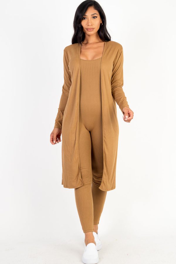 Jumpsuit Set with Ribbed Cardigan - Image 16
