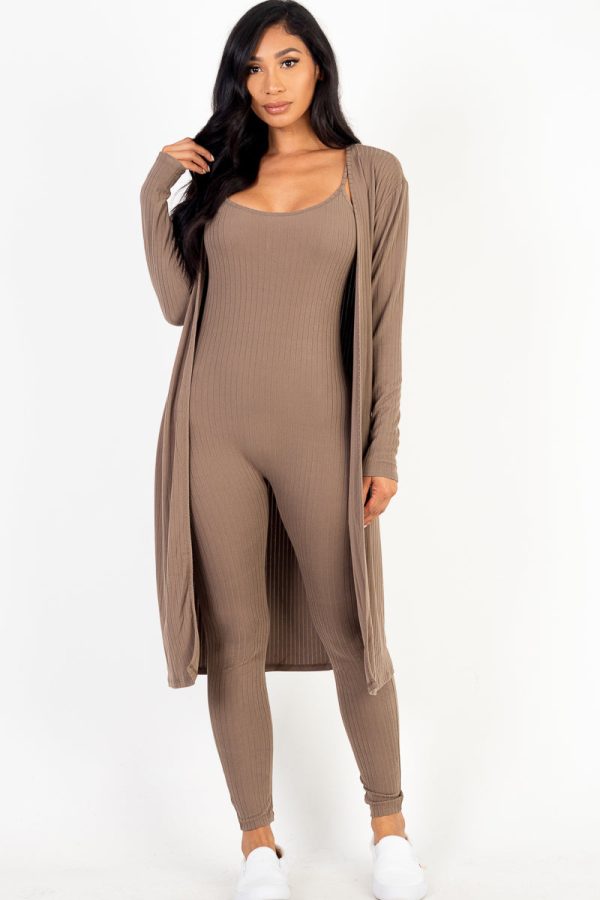 Jumpsuit Set with Ribbed Cardigan - Image 18