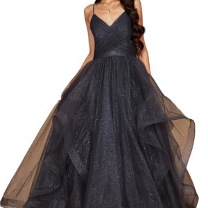 Sparkling Full-Length Formal Ball Gown – Sequin A-Line