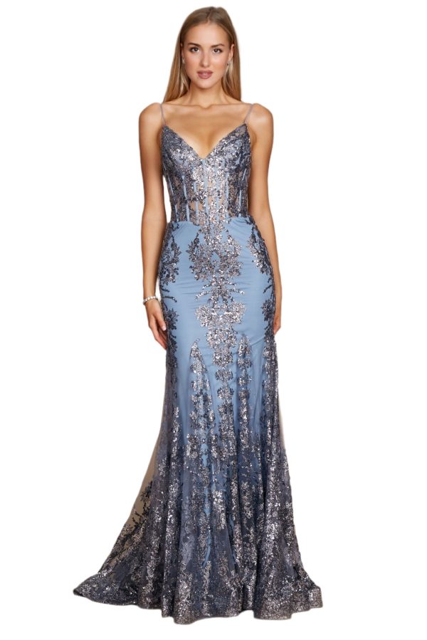 Full Length Formal Gown – Silk Chiffon & Corset Bodice - Image 3