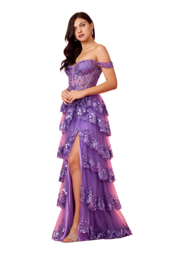 Sequin Sheer Corset Dress – Sparkle & Off‑Shoulder Charm - Image 2