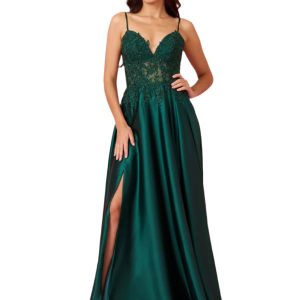 Full-length Chiffon Gown: Airy Flow, Lace Accents & Versatile Elegance