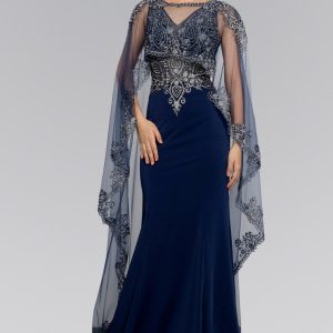 Satin V‑Neck Long Dress – Mermaid Cut with Sheer Back