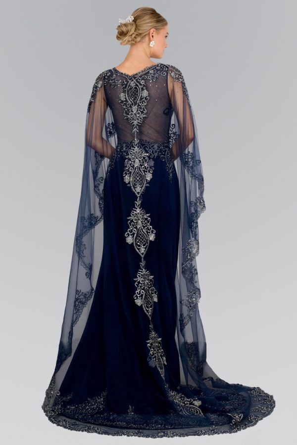 Satin V‑Neck Long Dress – Mermaid Cut with Sheer Back - Image 2