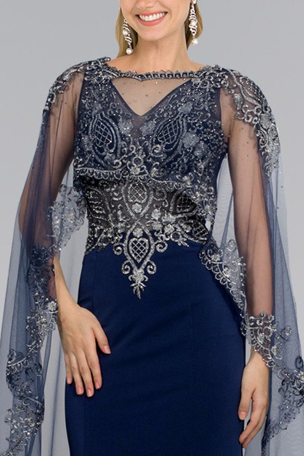 Satin V‑Neck Long Dress – Mermaid Cut with Sheer Back - Image 3