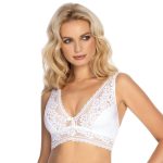wireless bralette Gizela White – sheer lace & floral mesh