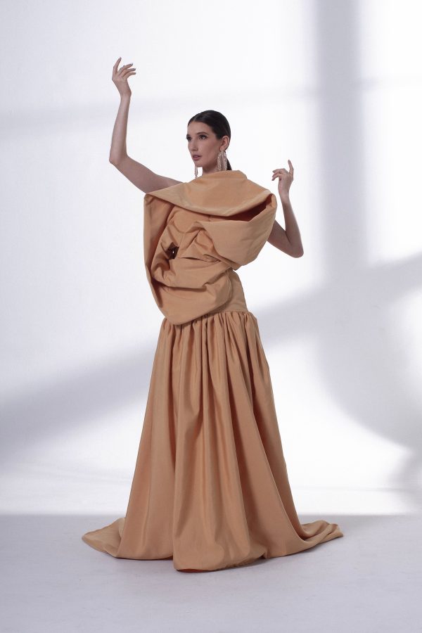Champagne Dream Sculptural Haute Couture Dress