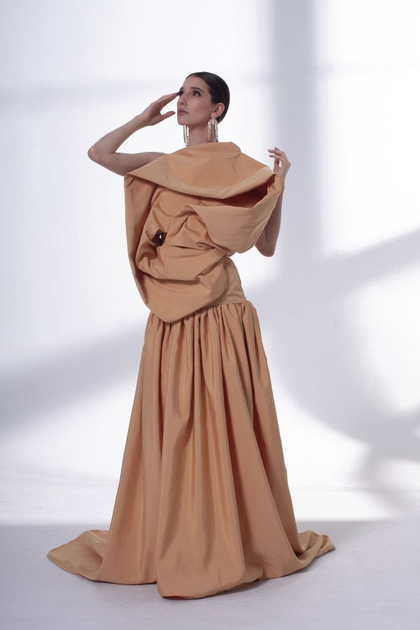 Champagne Dream Sculptural Haute Couture Dress - Image 3