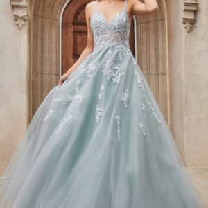 Sofia lace floral: Hand‑Stitched Lace, Balloon Tulle Skirt