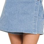 Zenana Wrap Front Skort Denim Shorts