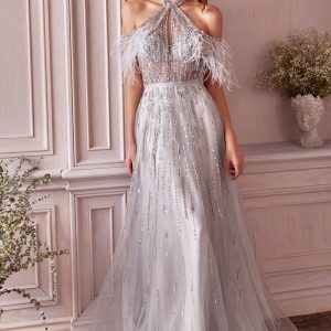 Anastasia Feather Gown: Crystal‑Beaded Silhouette for Stunning Events