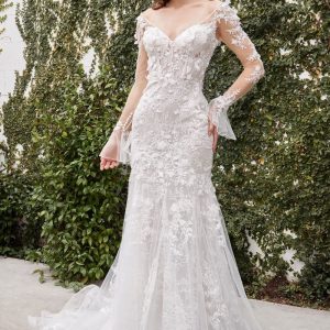 Dream Bohemia Lace Gown – 3D Blossoms & Sheer U‑Back