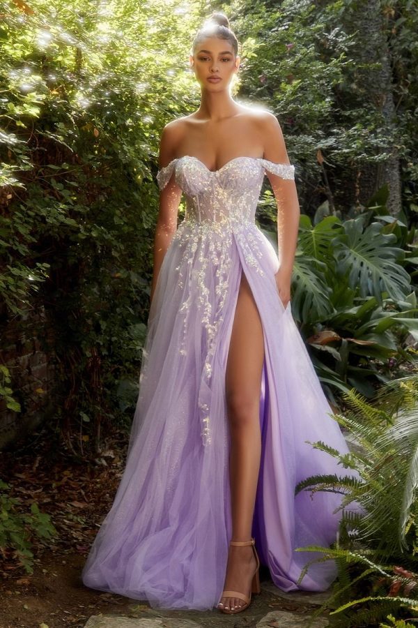 A-line dress: Off‑Shoulder Tulle & Sequined Sparkle - Image 4