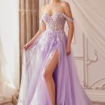 A-line dress: Off‑Shoulder Tulle & Sequined Sparkle