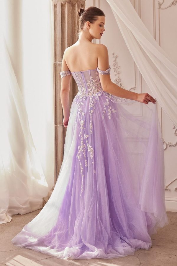 A-line dress: Off‑Shoulder Tulle & Sequined Sparkle - Image 2