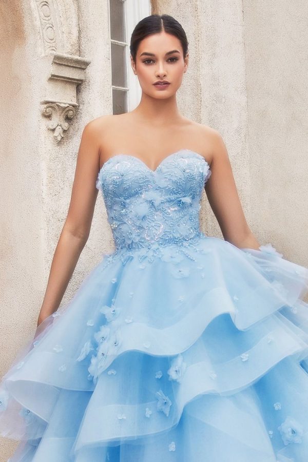 Peony Petal Ball Gown – Asymmetric Tulle & Floral Appliques - Image 3