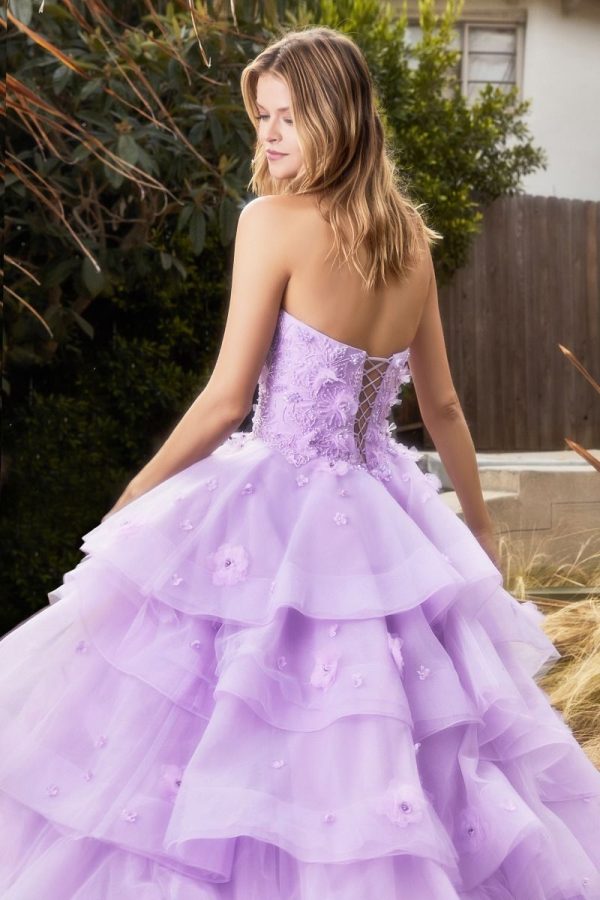 Peony Petal Ball Gown – Asymmetric Tulle & Floral Appliques - Image 4