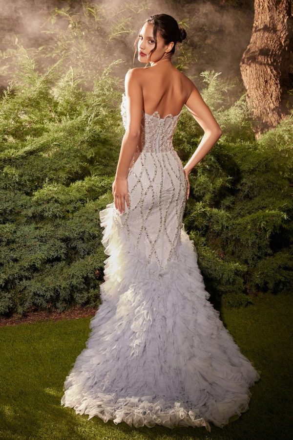 Strapless Silver Mermaid Gown: Beaded Glitter Statement - Image 4