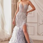 Strapless Silver Mermaid Gown: Beaded Glitter Statement