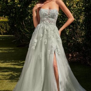 A-line tulle gown: Sheer Bodice & Floral Cut‑Outs