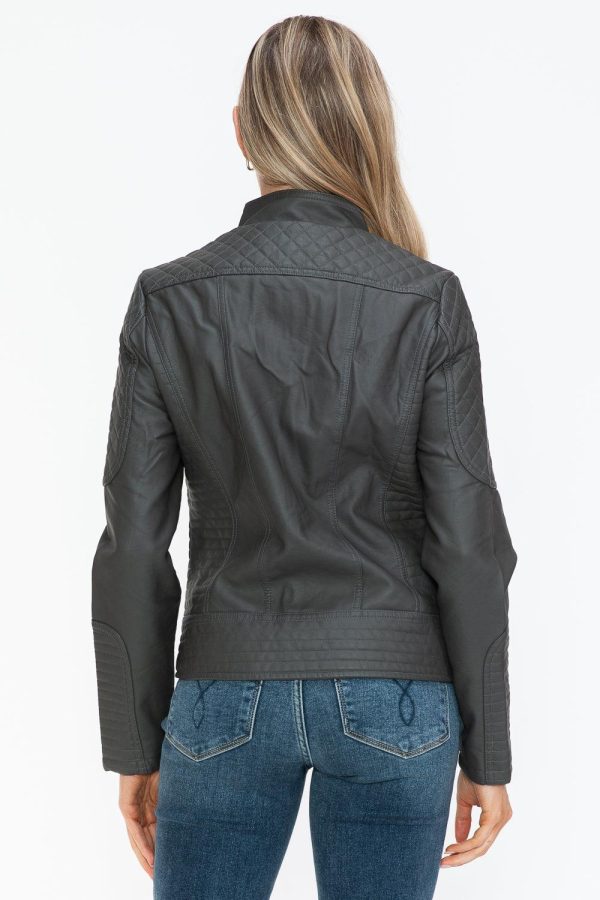Salvia Ettore Faux Leather Zip Up Mock Neck Jacket - Image 2