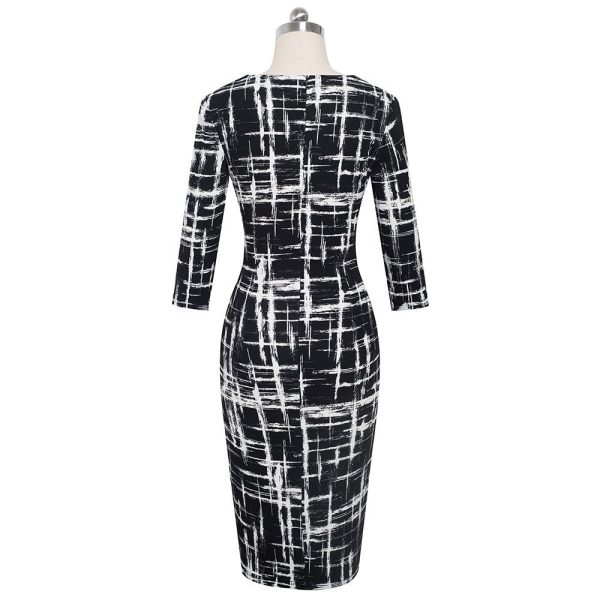 Printed Patchwork Dresses – Bodycon Knee-Length Office & Party - Image 5