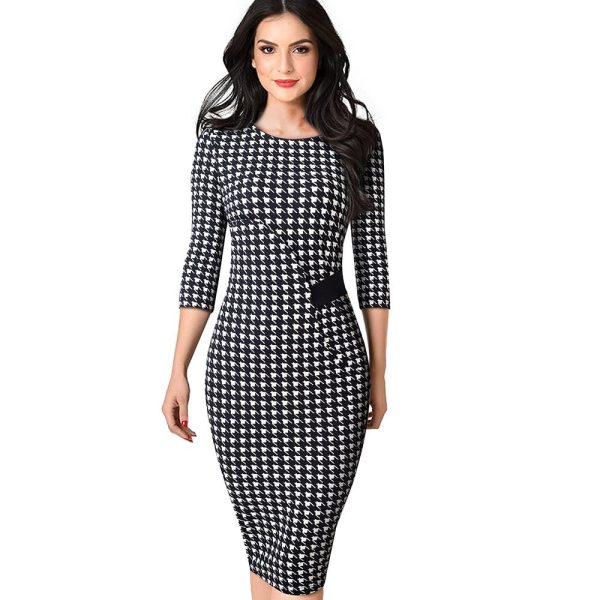 Printed Patchwork Dresses – Bodycon Knee-Length Office & Party - Image 12