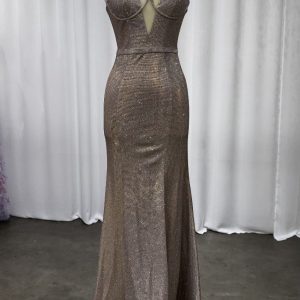 Glitter Fitted Copper Gown: Sparkling Mermaids for Prom