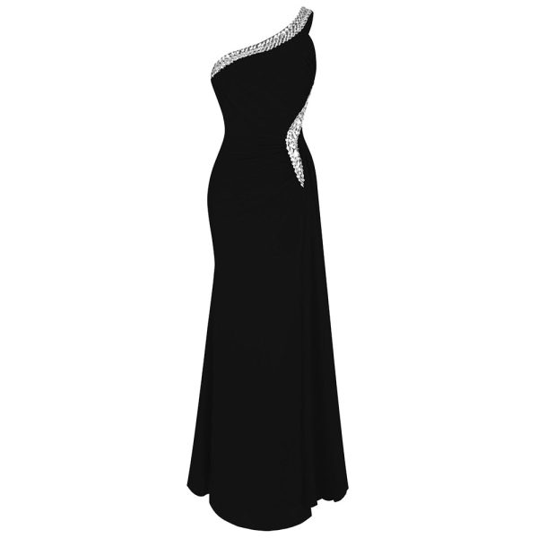 One Shoulder Dress – Beaded Green Floor‑Length Evening - Image 3