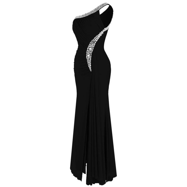 One Shoulder Dress – Beaded Green Floor‑Length Evening - Image 5