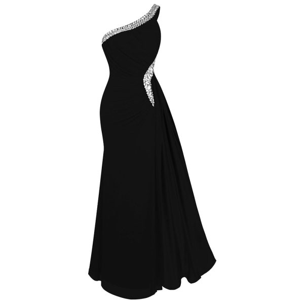 One Shoulder Dress – Beaded Green Floor‑Length Evening - Image 2