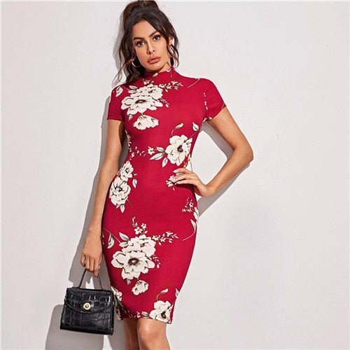 Bodycon Dress: Stretchy Floral Midi for Office Power Looks - Image 14