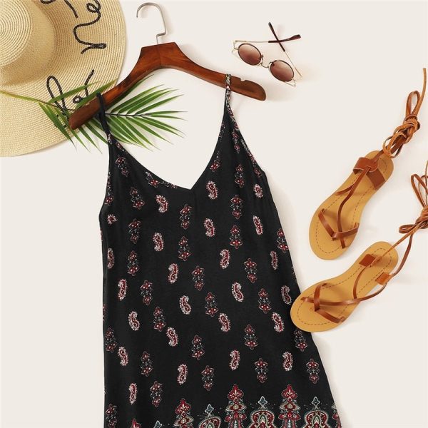 Black Sexy Tribal Print Dress – Backless V‑Neck Mini - Image 3